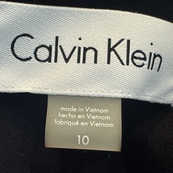 Calvin Klein Open Front Over Coat Jacket Womens Size 10 Black White Fully Lined - Picture 6 of 8